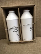 Mud Pie Circa Collection Oil Vinegar Decanter Jar Kitchen Serving Set New