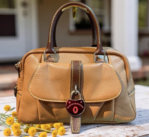 Dooney Bourke Desert Tan Brown Samba Satchel Handbag Purse Pebbled Leather