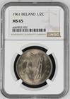 Ireland 1/2 Crown 1961 NGC MS 65