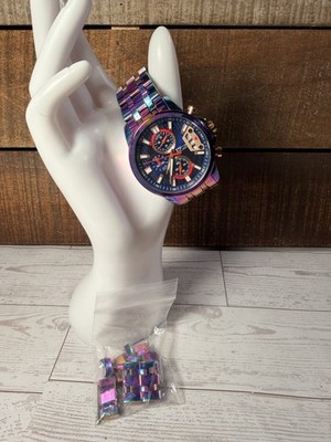 Men's Daniel Steiger Cosmic Rainbow Sheen Quartz Watch Date Window READ DESC