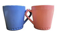 Hazel Atlas Milk Glass Pink  Blue Baby Kids Child's Mugs Vintage Kiddie Cups