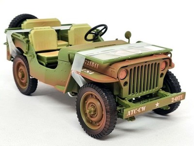 AD 1/18 - Jeep Willy's Military Vehicle US Army Police Muddy - Diecast Modellauto