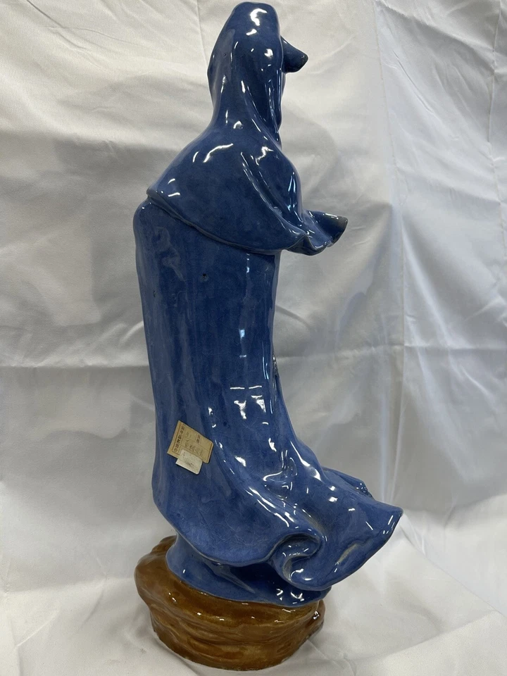 Antigua estatua china de Buda Kwan-Yin de porcelana 22,5 pulgadas Foto 4 de 4