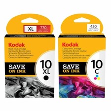 Set of 2 Genuine Sealed Bag Kodak 10XL Black and 10 Color Ink Cartridges NO BOX