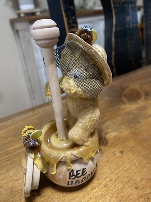 Vintage HONEY BEAR Bee Happy! Bees & Bear On Honey Pot Misty Mountain Ruidoso Nm