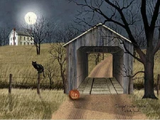 Billy Jacobs Sleepy Hollow Bridge Black Car Pumpkin Art Print 16 x 12