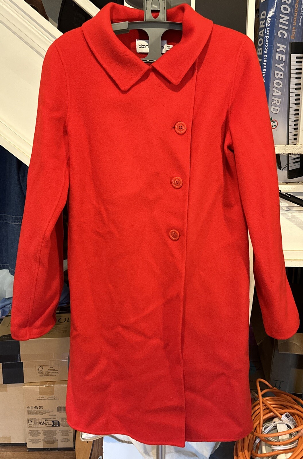 Bloomingdale’s Coat Solid Red Button Long Sleeve … - image 21