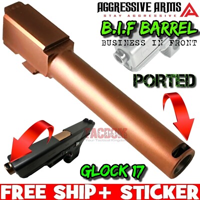AGGRESSIVE ARMS B.I.F PORTED COMPENSATED Barrel GL0CK 17 GEN 1 2 3 4 COPPER G17