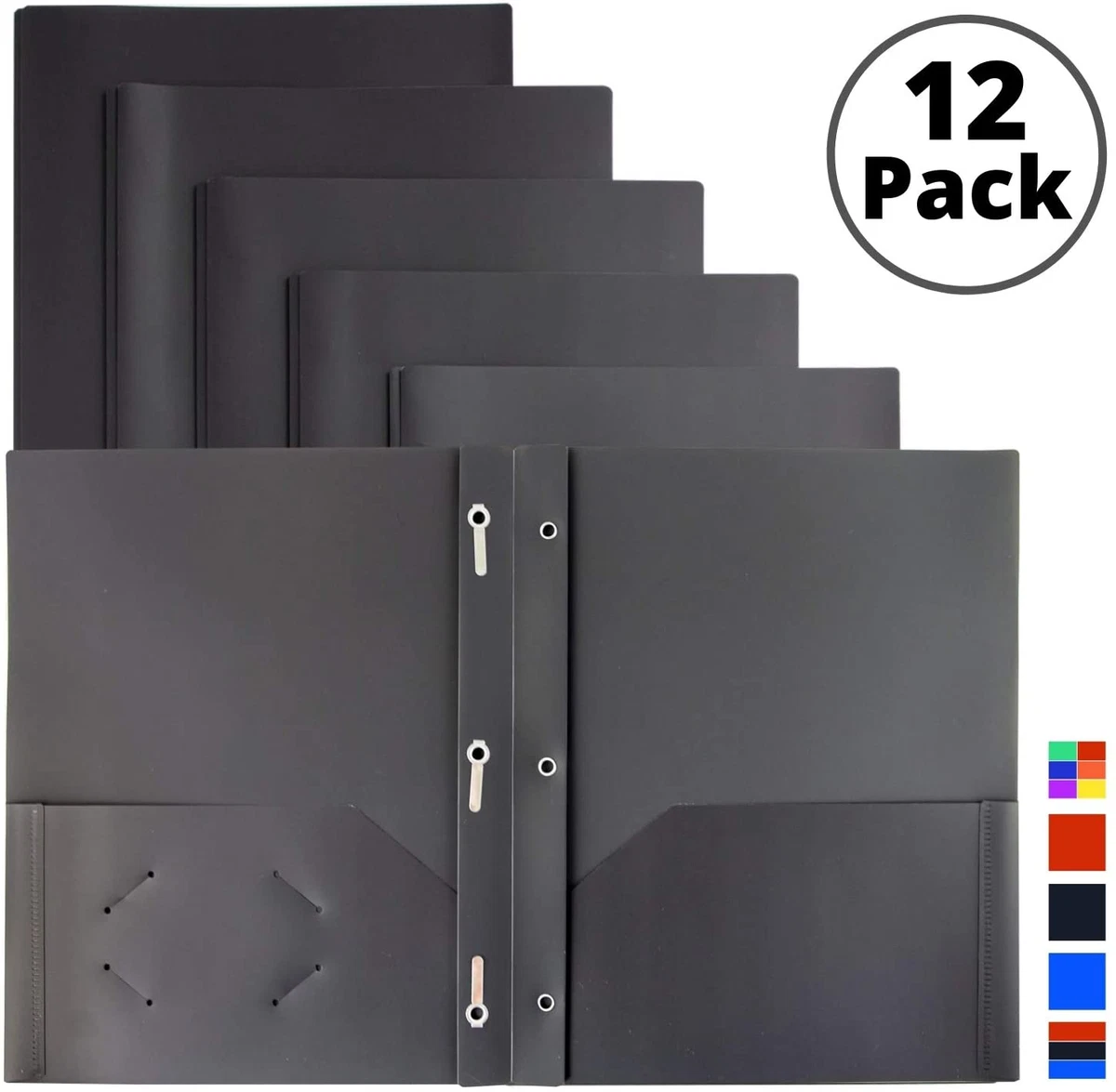 Color Plastic Two Pocket Folders With Prongs Letter Size 12 Pack