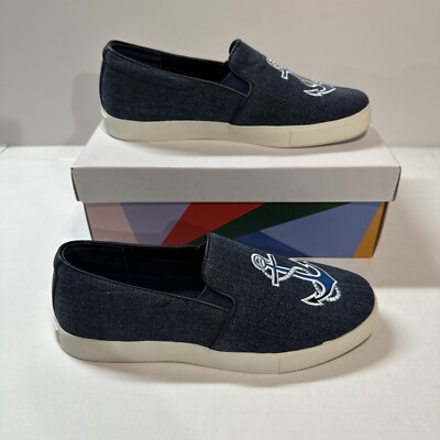 NEW Katy Perry Canvas Slip-On Shoes The Kerry Anchor Womens Size Blue  Denim