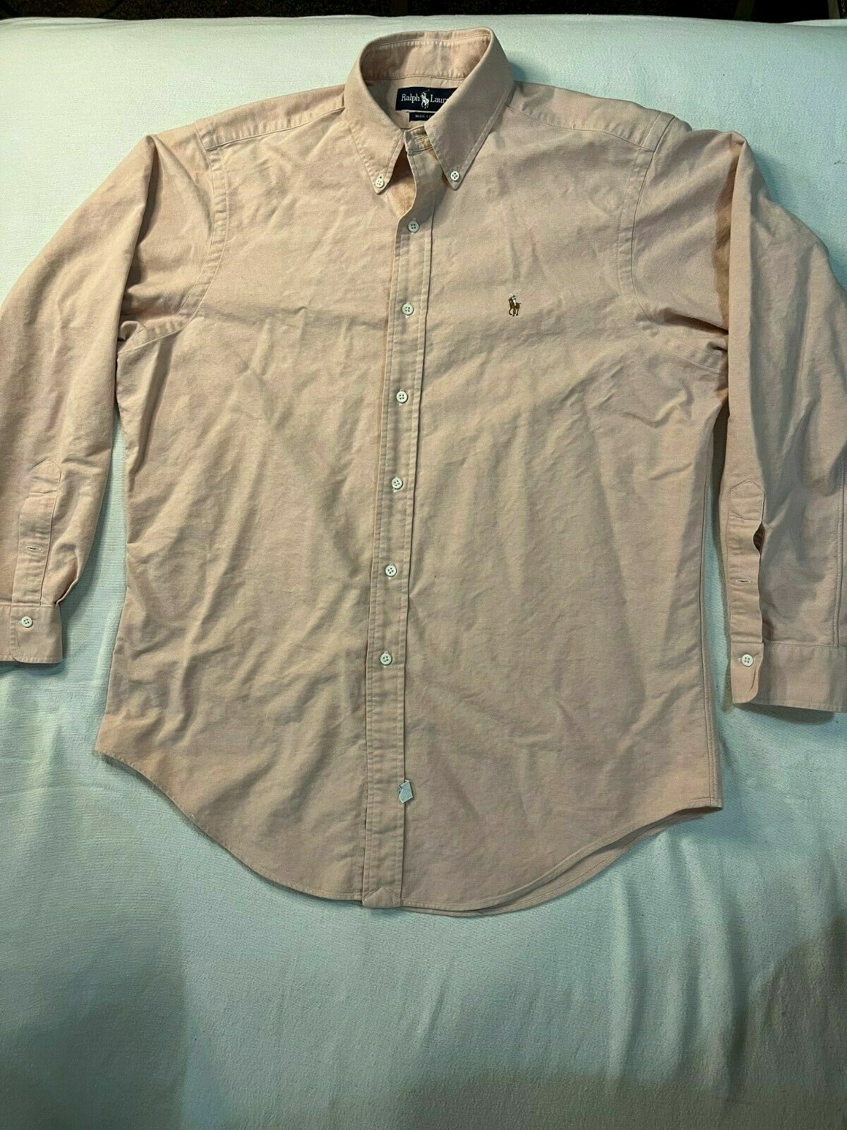 Camicia Ralph Lauren Oxford con bottoni multicolore pony manica lunga rosa uomo 16 34