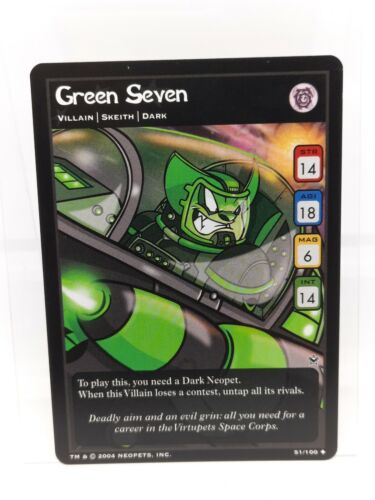Neopets Card Return of Dr. Sloth Green Seven 51/100. 2004 - Picture 1 of 1