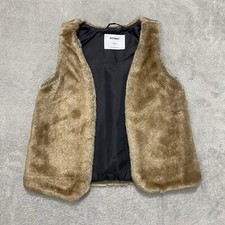 Old Navy Vest Girls Small 6-7 Brown Faux Fur Lined Sleeveless Outdoors Outerwear