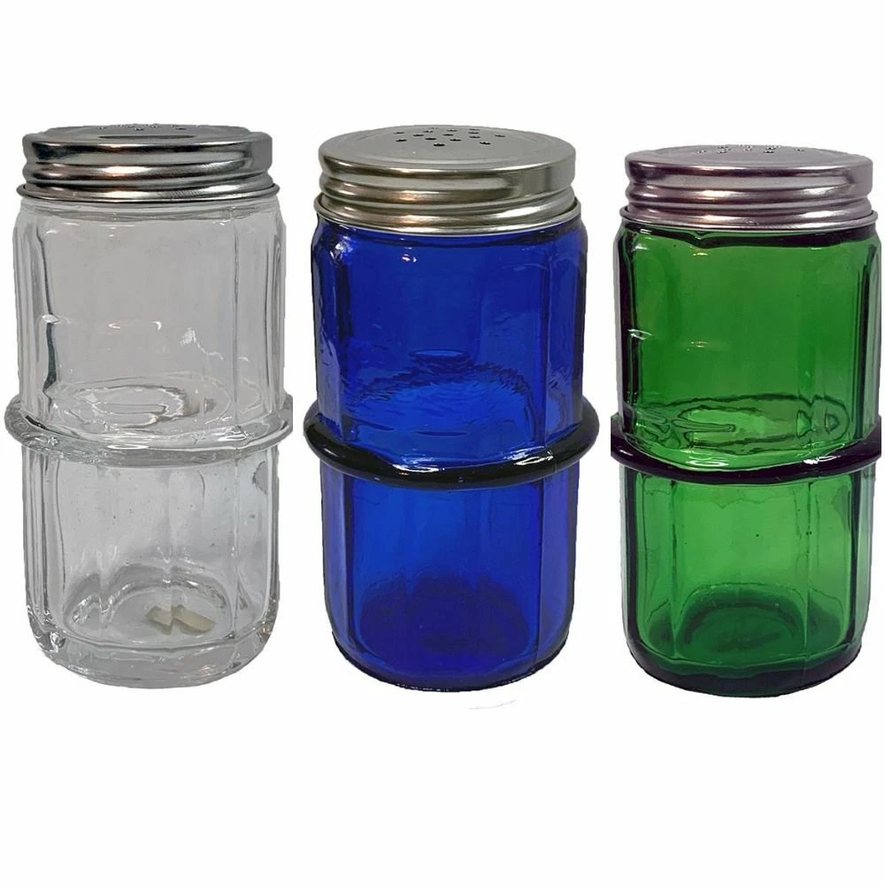 Clear Green or Blue COLONIAL Style Glass Spice Jar with Lid - Hoosier,  Sellers