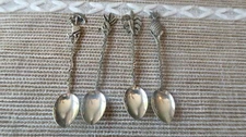 Set of 4 Vintage 900 Silver Southern Style Pineapple Aqua Fresca Spoons 3.5"