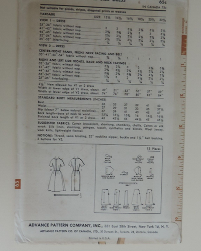 1960s Miss Advance 2980 Pattern Sew-Easy Dress Sz 18 B39 Uncut FF - Picture 4 of 6