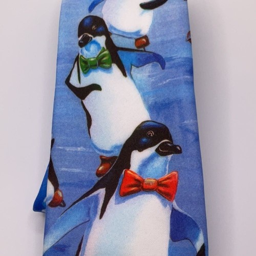 Cravatta collo Ralph Marlin pinguini sul ghiaccio vintage festività inverno - Foto 2 di 7