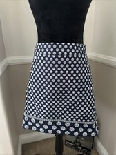 NWT Talbots Cotton Canvas A Line Stretch Skirt Navy Blue White Lined Size 6 69