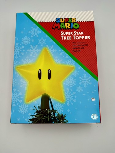 Nintendo Super Mario 9" Super Star Light Up LED Plug In Christmas Tree Topper - Picture 2 of 7