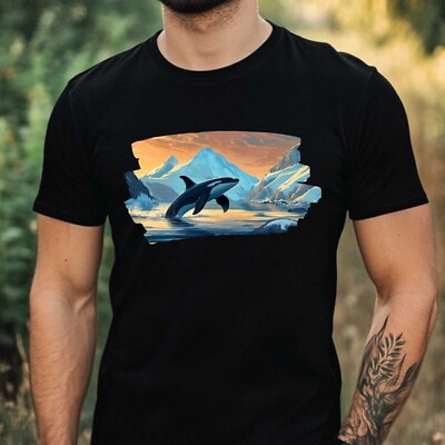 Herren T-Shirt Orca Wahl Meer Motiv Baumwolle Größe XS bis 5XL