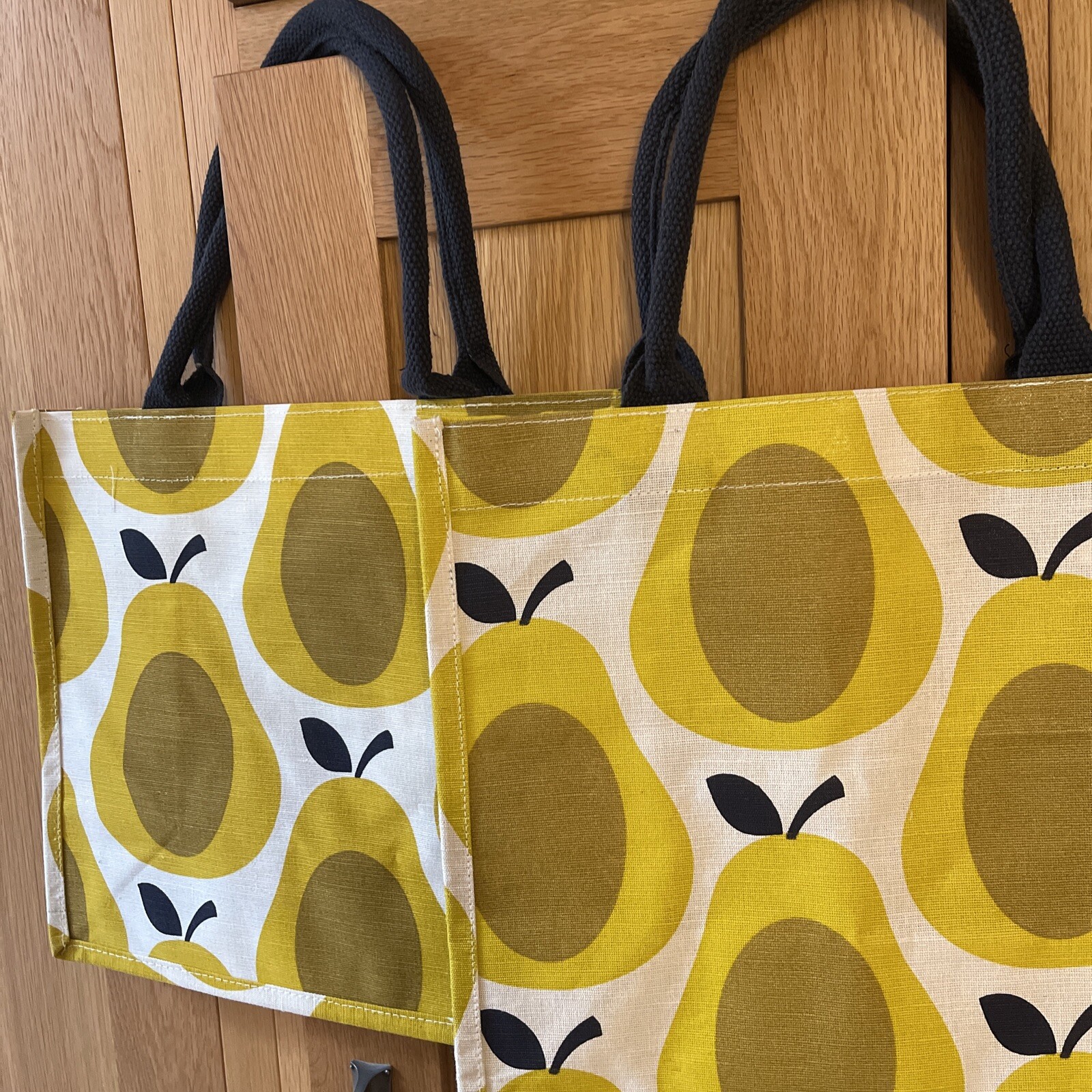 2x NEW ORLA KIELY Jute PEARS Shopping /Tote Bag. Yellow/Mustard See Des