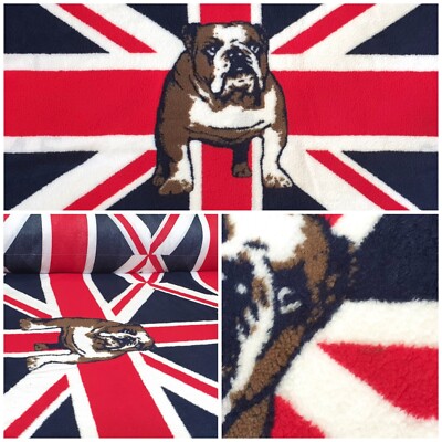 Teddy Fell British Bulldog 110cm Rapport Fussball-EM Stoff Kunstfell Deko