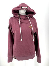 NAKETANO womens size S Brave Hoodie Cowl Neck burgundy Sweatshirt pullover solid