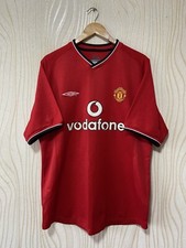 MANCHESTER UNITED 2000 2002 HOME FOOTBALL SHIRT SOCCER JERSEY UMBRO RED sz L MEN