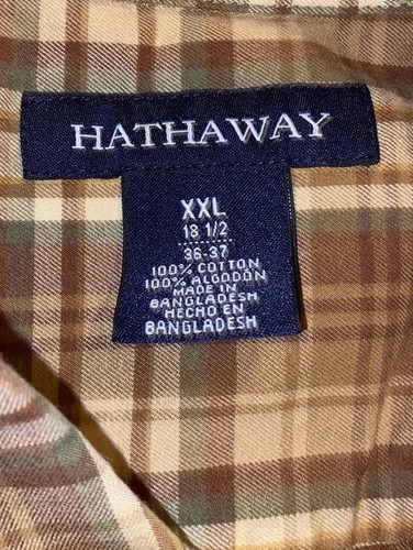 MENS HATHAWAY LS COLLARed 100% COTTON DRESS SHIRT- Brown/TAN PLAID - Picture 6 of 11
