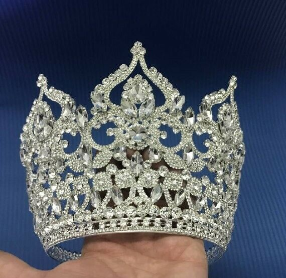 bridal tiara Silver Crystals Wedding Crown Tiara for bride  display picture 1