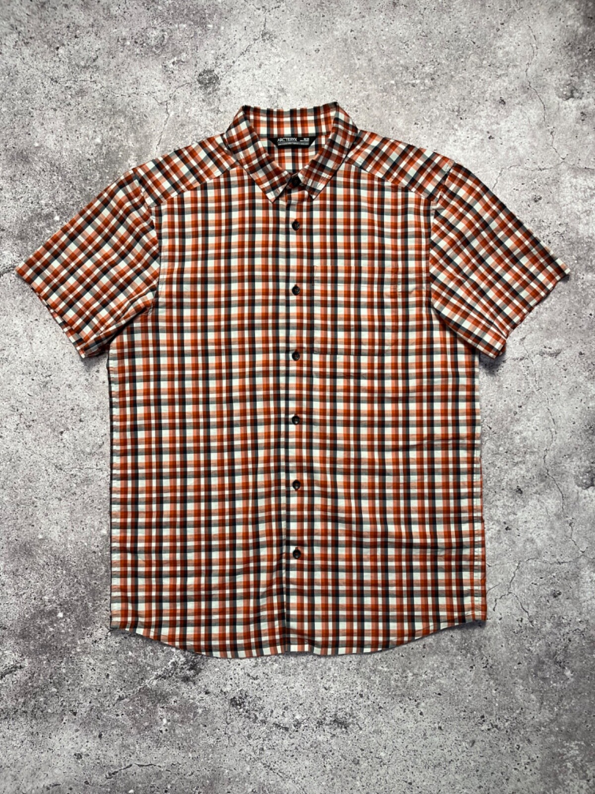 Arc'teryx Brohm camicia uomo manica corta bottoni quadri escursionismo logo taglia M