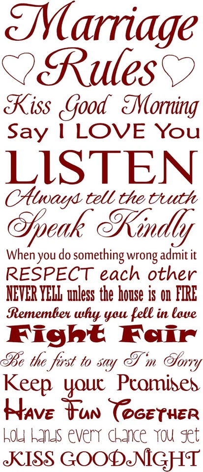 Правила брака настенные слова надпись искусства наклейка виниловая спальня любовь пары - Изображение 3 из 4