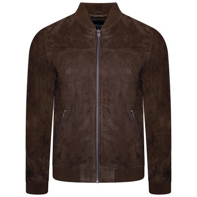 Braune Wildlederjacke Herren 100 % reines Wildleder weiches Leder Bomber...