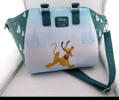Disney Loungefly Bag Pluto & Mickey Winter Wonderland Crossbody Handlebag Purse