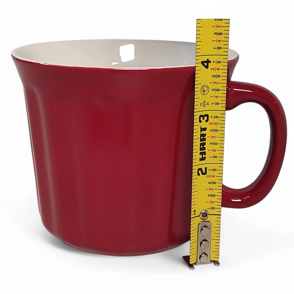 Taza sopa Good Cook gres roja y blanca 18 oz Foto 2 de 4