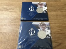 nice lot 2 x five pound coin £5 coins queens diamond jubilee sealed in wrappers