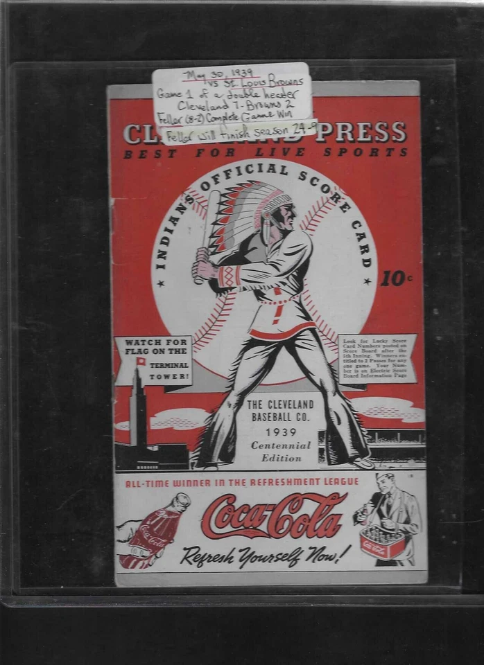 1939 Cleveland Indians vs. St. Louis Browns Scored Program-BOB FELLER-5/30/1939 - Image 2 of 4