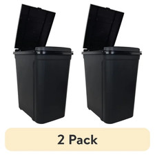 2 Pack 7.6 Gallon Plastic Kitchen Trash Can Touch Top Lid Black