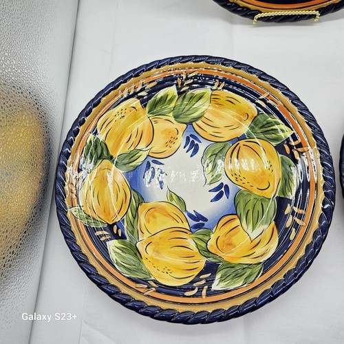 Z Gallerie Palermo 3 Dinner Hand Painted Plates, by Tabletops ๐ Lemon Pattern - Picture 4 of 14