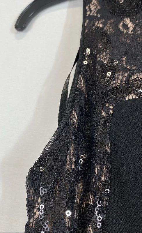 Vestido de noche Ralph Lauren para mujer negro lentejuelas encaje talla 0 Foto 4 de 4