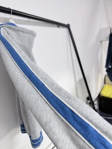 Vintage 80s Nike Blue Tag Full Zip Hoodie | Heather Grey w/ Blue Striped Sleeves image 9