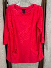 Women's Marc by Marc Jacobs Swimwear Coverup Red Velour Textured Monogram Top L