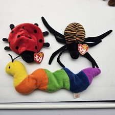 Vintage Ty Beanie Babies Lucky Spinner Inch Plush Stuffed Toys Lot 3 Small Bugs