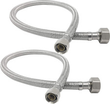 2-Pack 12-Inch 1Ft x 3/8" Comp x 1/2" FIP Faucet Hose Connector, Stainless