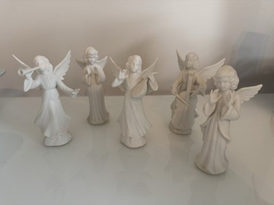 Dresden Germany Heavenly Angel Choir Porcelain Figurines Set Of 5 Vintage Bisque