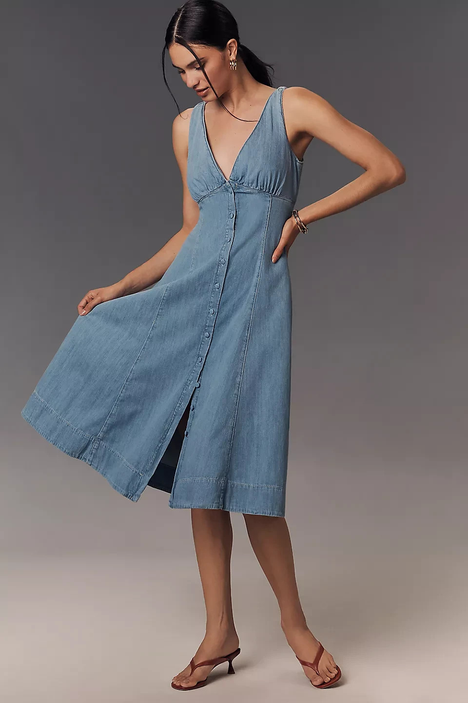 NWOT $248 Reformation Sebastien Denim Midi-Dress 6