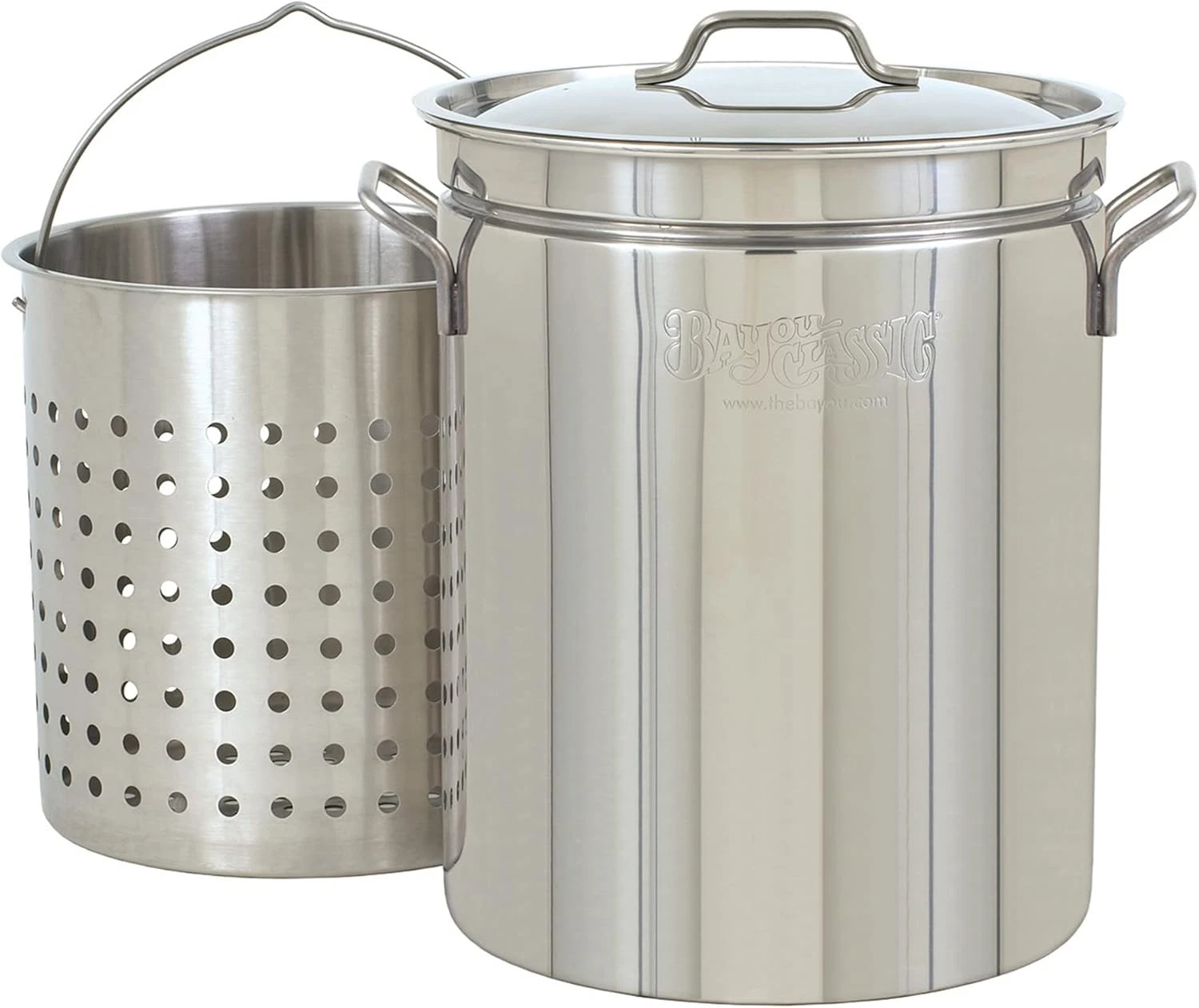 44-Qt Stainless Stockpot with Basket for Boils, Steaming, Gumbo & Stews