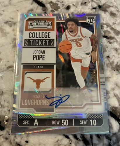2025 CONTENDERS NIL COLLEGE TICKET JORDAN POPE AUTO /199 SWIRL HOLO TEXAS #29