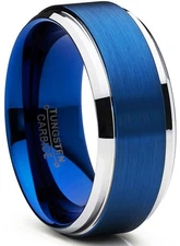 9mm Men's Brushed Finish High Polish Tungsten Carbide Wedding Band