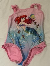Disney The Little Mermaid Swimming Costume glittery sequin tail Age 7-8 Years